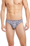 2(x)ist Elasticized Micro Thong In Leaf Print Multi