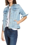 Ag Mya Button-front Light-wash Denim Jacket In Sunlight Blue