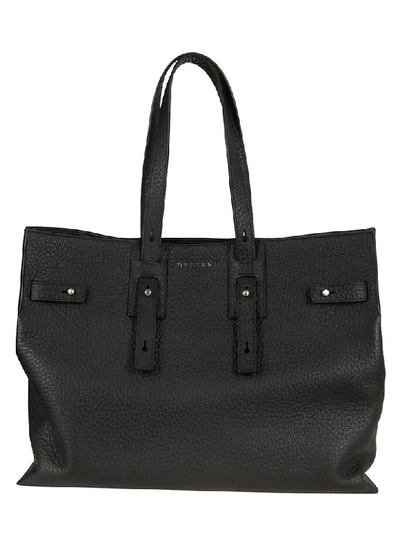 Orciani Buckled Logo Tote In Nero