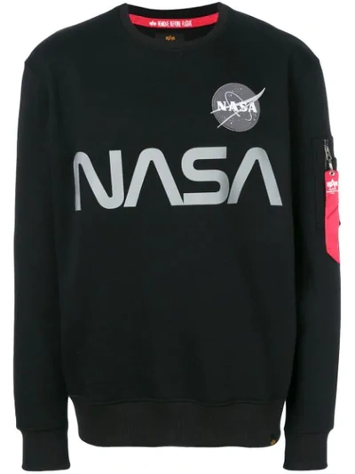 Alpha Industries Graphic-print Cotton-knit Sweatshirt In Nero