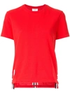 THOM BROWNE THOM BROWNE GROSGRAIN TRIM PIQUÉ T-SHIRT - RED,FJS013A0005012800442