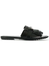 Tod's Women's Xxw0ov0y460gocb999 Black Leather Sandals In Black