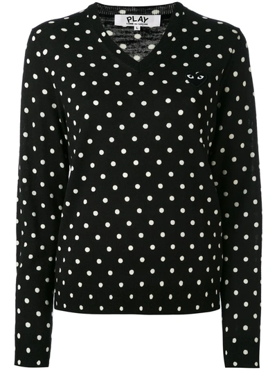 Comme Des Garçons Play Polka Dot Knitted Sweater In Black