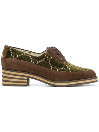 Gucci Women's Thomson Suede & Velvet Lace Up Oxfords In Brown