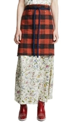 R13 Square Short Apron In Red Buffalo Check