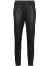 SPRWMN Leather track pants with stripes,JOG03L12581550
