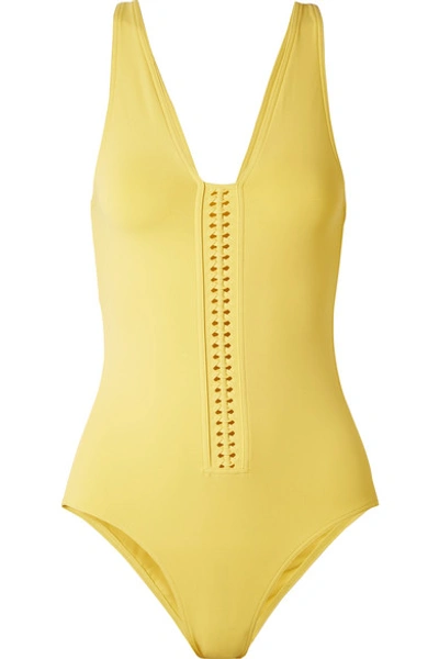 Eres Close Up Cassette Braid-trimmed Swimsuit In Yellow