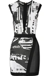 BALMAIN MESH-PANELED JACQUARD-KNIT MINI DRESS