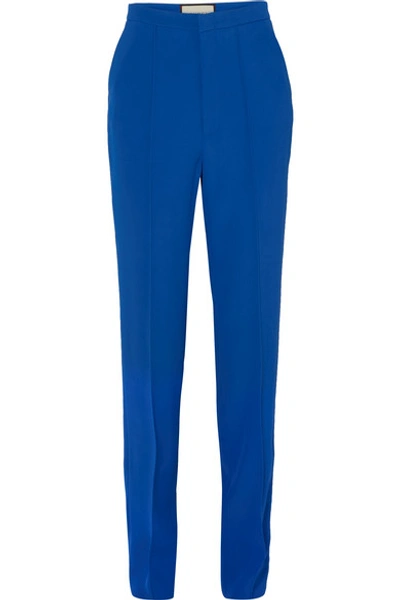 Gucci Crepe Straight-leg Pants In Blue