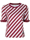 KENZO striped ruffle trim T-shirt,F852TS72898912789259