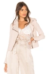 Lamarque Donna Leather Biker Jacket In Pink Tinged