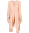 CHLOÉ Pink Curved Hem Ruffled Dress,1778311274207557927