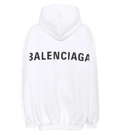 Balenciaga Logo Printed Jersey Sweatshirt Hoodie In White