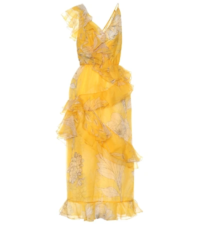 Johanna Ortiz Sunlight Ruffled Organza Midi Dress In Yellow