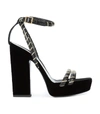 SAINT LAURENT Black/Gold Debbie Platform Heel Sandal,STL37P65