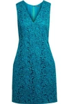 ADAM LIPPES WOMAN COTTON-BLEND GUIPURE LACE MINI DRESS TEAL,US 13331180552103699