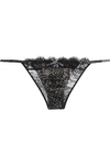 LE FLEUR DU MAL Low-rise lace-trimmed snake-print stretch silk-satin briefs,US 14693524282911748