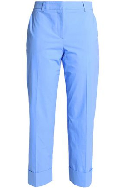 Emilio Pucci Woman Cropped Stretch-cotton Tapered Trousers Light Blue