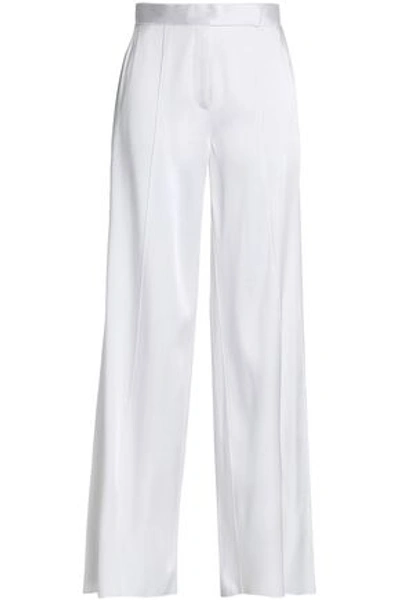Amanda Wakeley Woman Satin Wide-leg Trousers White