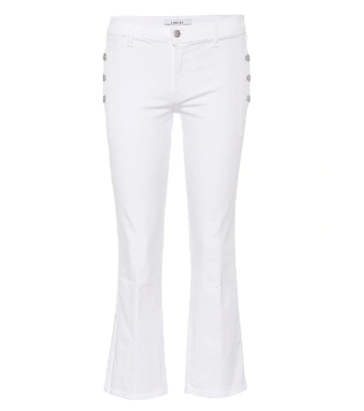 J Brand Selena Mid-rise Cropped Boot-cut Jeans In Blanc