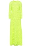 VALENTINO VALENTINO WOMAN NEON GUIPURE LACE GOWN BRIGHT YELLOW,3074457345618567805