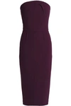 ROLAND MOURET WOMAN STRAPLESS WOOL-CREPE DRESS DARK PURPLE,AU 13331180552119067