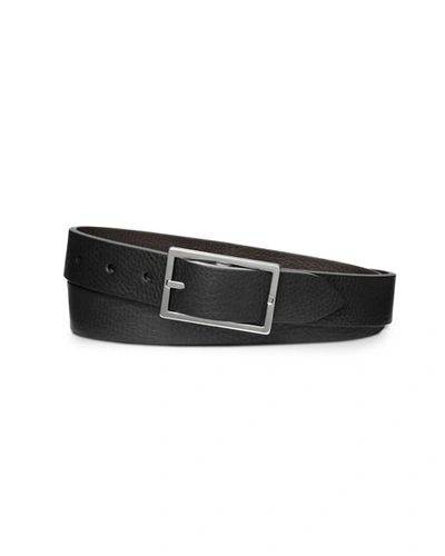 Shinola Men's Reversible Rectangular-buckle Leather Belt In Black