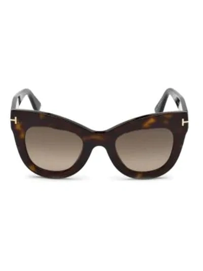 Tom Ford Karina 47mm Cat Eye Sunglasses - Dark Havana/ Gradient Roviex In Brown