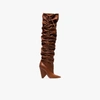 SAINT LAURENT SAINT LAURENT BROWN NIKI 105 LEATHER LONG BOOTS,5002900C40012513662