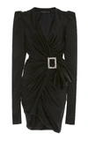 ALEXANDRE VAUTHIER EMBELLISHED STRETCH SATIN BUCKLE DRESS,184DR977-0145