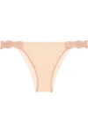 LA PERLA MOONSTONE LACE-TRIMMED STRETCH-TULLE BRIEFS