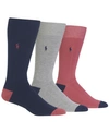 POLO RALPH LAUREN MEN'S SOCKS, SOFT TOUCH RIBBED HEEL TOE 3 PACK