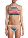 SHOSHANNA Striped High-Neck Swim Top,0400097915260