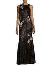 THEIA Sequined Star Mermaid Gown,0400097729352