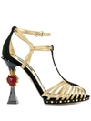 Dolce & Gabbana Heart-plaque Leather And Suede Sandals In Black