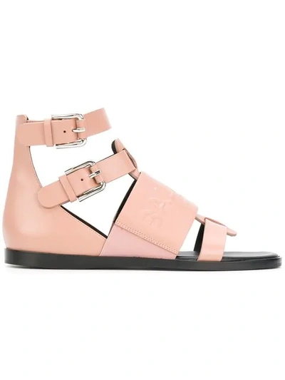 Balmain Powder Pink Leather Clothilde Flat Sandals In Nude