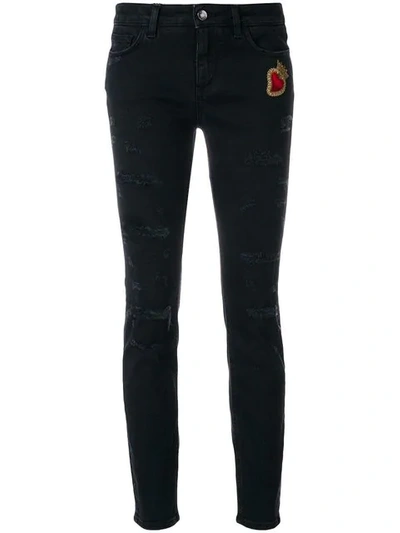 Dolce & Gabbana Sacred Heart Skinny Jeans In Black