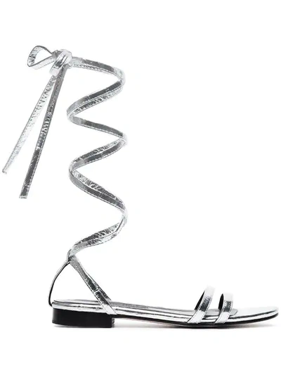 Newbark Metallic Silver Rosa Eel Leather Sandals