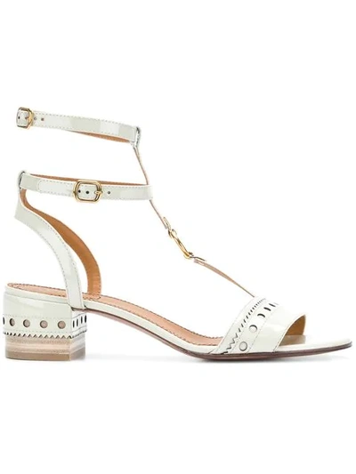 Chloé Perry T-bar Sandals In Green