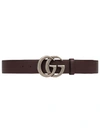 GUCCI LEATHER BELT WITH DOUBLE G BUCKLE,397660AP00N12517742