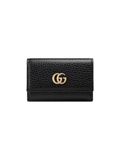 Gucci Gg Marmont Leather Key Case In Schwarz