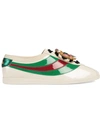 GUCCI GUCCI FALACER PATENT LEATHER SNEAKERS WITH WEB - WHITE,519278BS7Y012848077