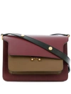 Marni Trunk Bag In Saffiano Calf Leather Two-coloured In Bordeaux/brown
