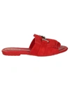 Tod's Double T Fringed Sliders In Rosso