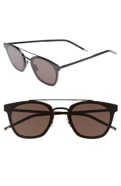 Saint Laurent Men's Metal Flush-lens Brow-bar Sunglasses, Black Pattern