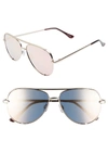 Quay X Desi Perkins High Key Mini 57mm Aviator Sunglasses - Gold/ Gold In Gold/ Gold
