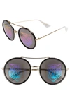 Gucci Angry Cat Metal & Acetate Round Sunglasses In Gold/black/green/pink