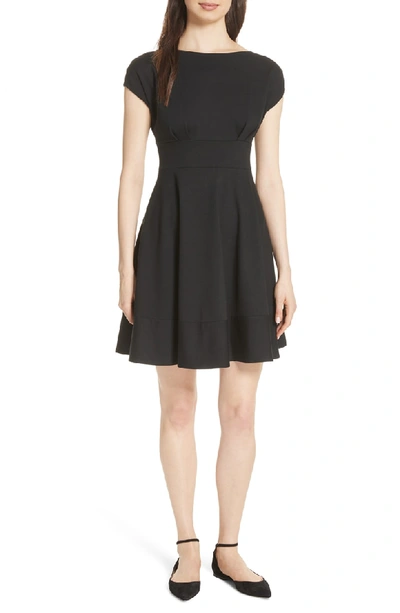 Kate Spade Fiorella Ponte Short-sleeve Day Dress In Black