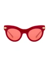 Karen Walker Miss Lark Cat-eye Acetate Sunglasses, Red Pattern