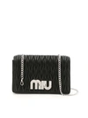 MIU MIU MATELASSÉ MIU LOGO CLUTCH,10548218